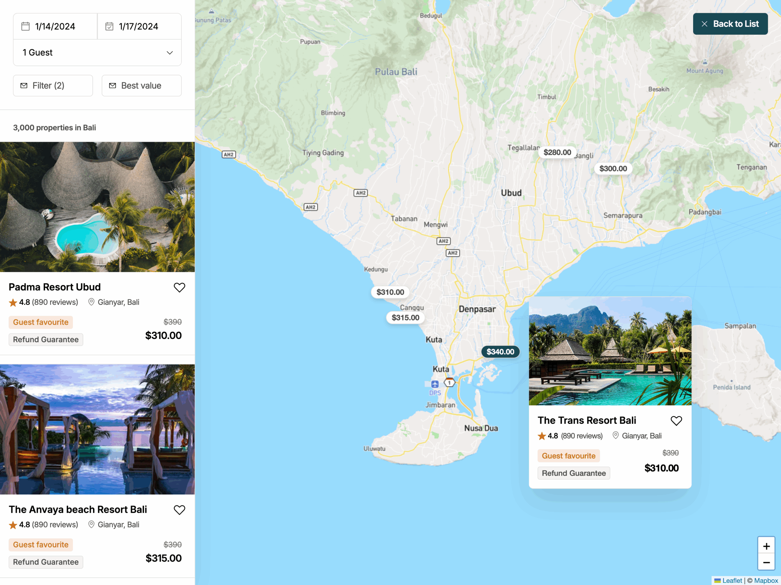 Product List Map